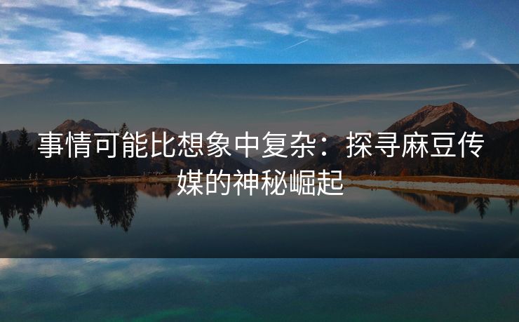 事情可能比想象中复杂：探寻麻豆传媒的神秘崛起