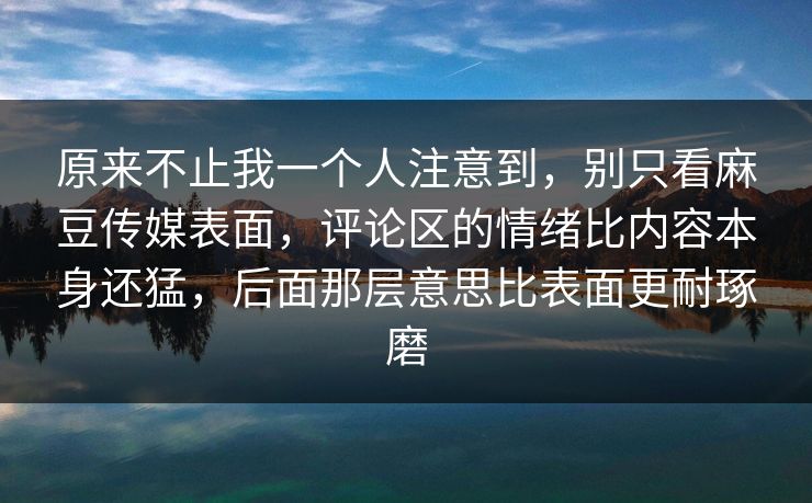 原来不止我一个人注意到，别只看麻豆传媒表面，评论区的情绪比内容本身还猛，后面那层意思比表面更耐琢磨